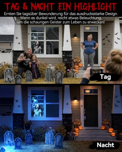 YUSPENYE Halloween Fenstertür Gruselige Abdeckung, Halloween-Dekoration, Partydekorationen mit Rahmen – Ansicht 5
