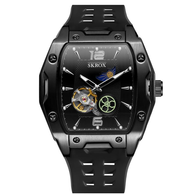 SKROX Automatic Mechanical Tourbilion Moon Phase Silicon Band Mens Watch - SKX7048 (B0D33BWVNM) Amazon Price History, Amazon Price Tracker
