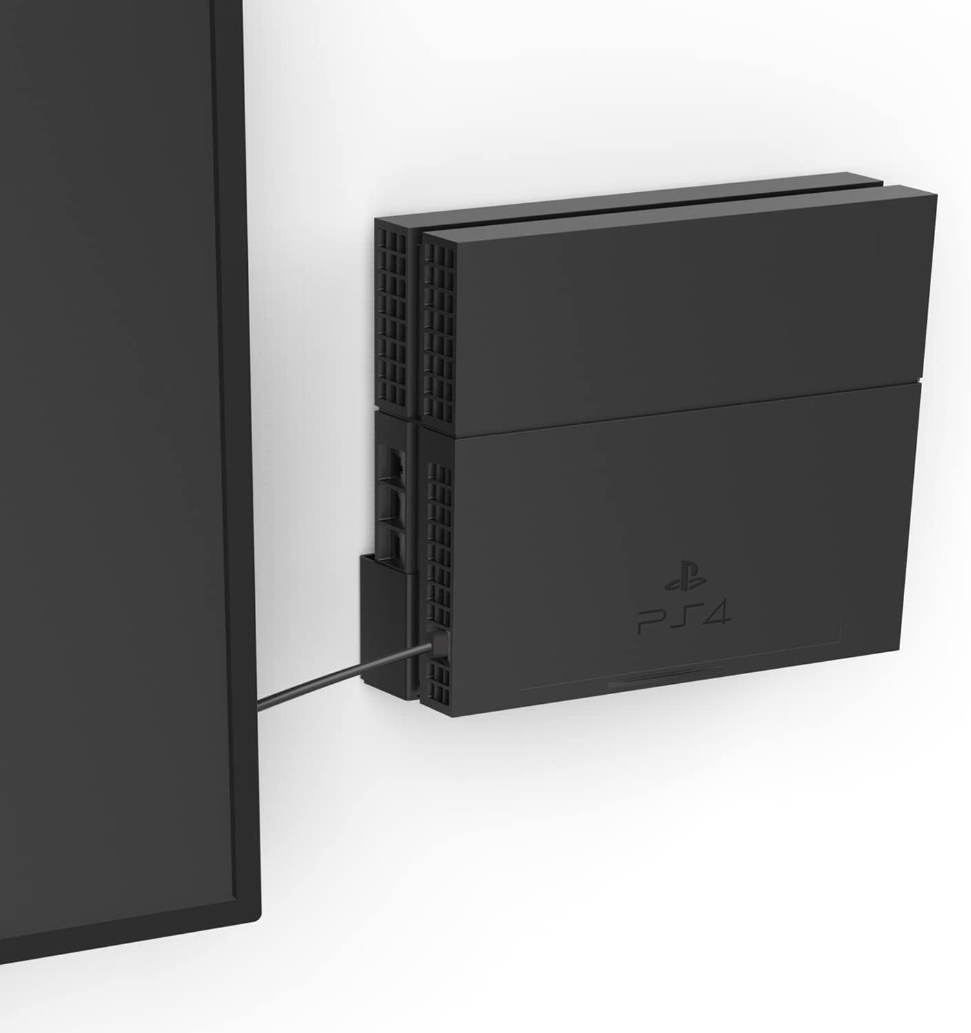 Monzlteck Wall Mount for PS4 Original(Old Model),Near or Behind TV, Space Saving,Customized to Perfectly Fit Old PlayStation4 (Black)