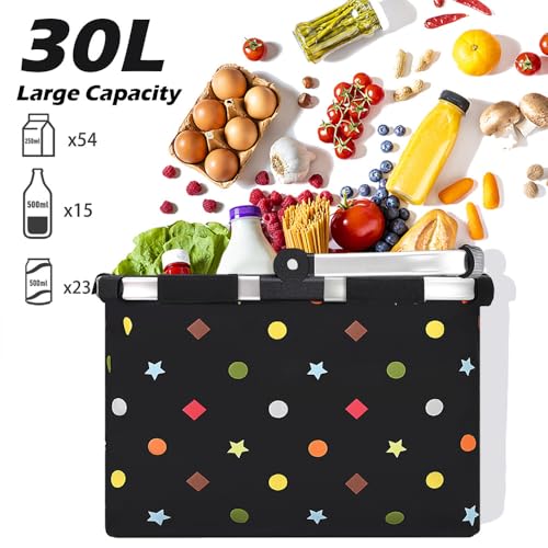 Diurwur®30L Einkaufstasche Familie Tragekorb Faltbar Einkaufskorb Groß Picknickkorb Klappkorb Reisetasche Personalisierter Einkaufen Korb… – Ansicht 2
