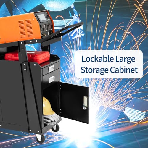 TrailBlaze Heavy Duty 3-Tier Welding Cart – Drawers, Cabinet, Swivel Wheels, Gas Cylinder Slots, Safety Chains – Rolling Trolley for MIG/TIG Welders, Plasma Cutter, Shop & Garage – Drawer + Door - Image 5