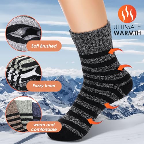 Newcotte 60 Pairs Winter Thermal Socks Bulk Thick Soft Warm Socks for Women Men Unisex Christmas Donation Charity Gifts3