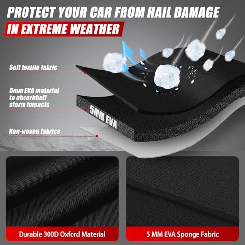 Image of Specialized Hail Protector Replace for Tesla Cybertruck, Multi-Layered Car Hail Blankets Protector Cover with 5mm Thick High Density EVA Cushioning Foam Pad and Reflective Stripes (Black)