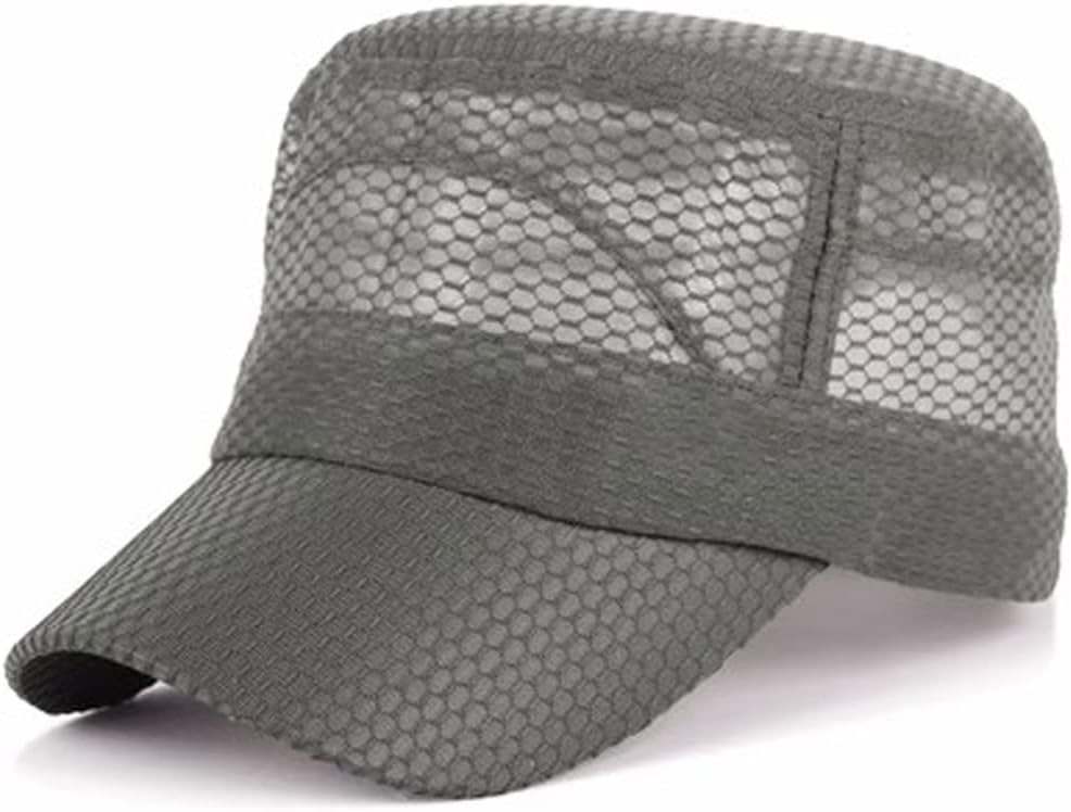 HBJWOV Middle-Aged and Old Men's Hats Spring and Outdoor Sunshade Sunscreen Hats Breathable Flat top(D)