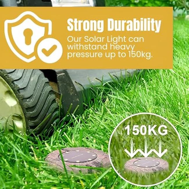 Solar Ground Lights Outdoor Decor - Waterproof LED Outdoor Solar Lights for Yard, Patio, Garden, Pathway, Stair, Deck - Landscape Lighting for Garden Decor - Outside Lightings (4 Pack, Warm White)