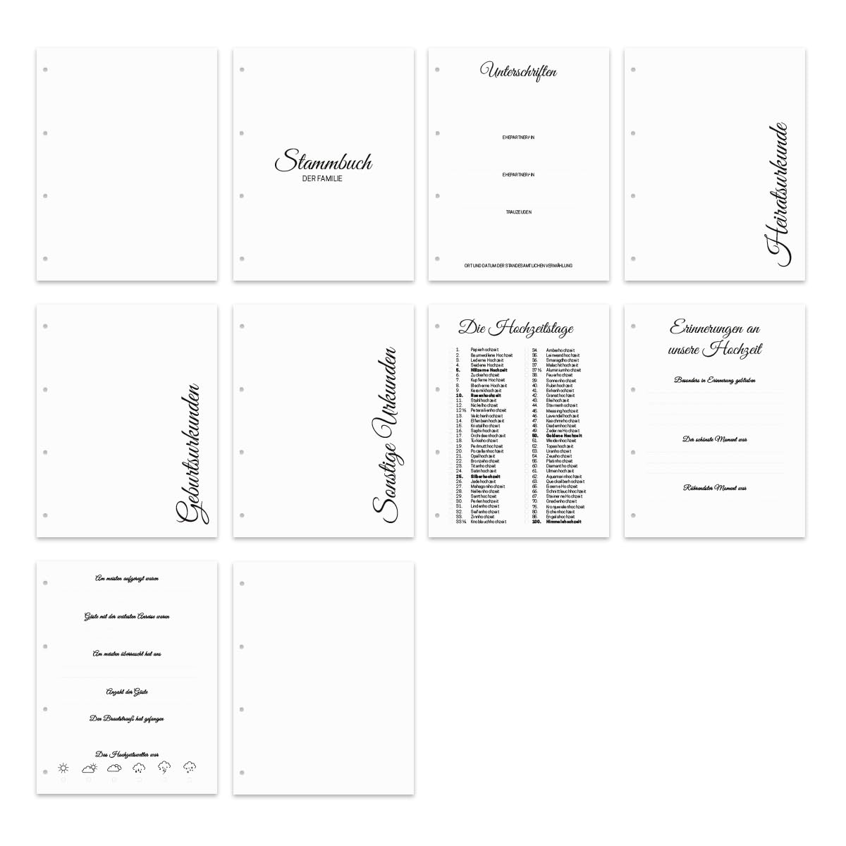 Personalisiertes Stammbuch Hochzeit aus echtem Holz mit Leder Rücken A5 oder A4 inkl. vorgedruckten Seiten - Liebesbaum