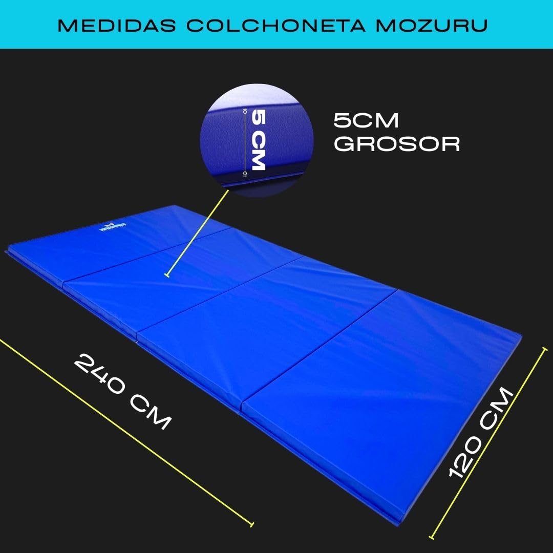 Colchoneta Plegable Multifuncional 240x120x5cm | Ideal para Gimnasia, Yoga, Pilates, Calistenia | PVC Premium, Antideslizante, Fácil de Limpiar