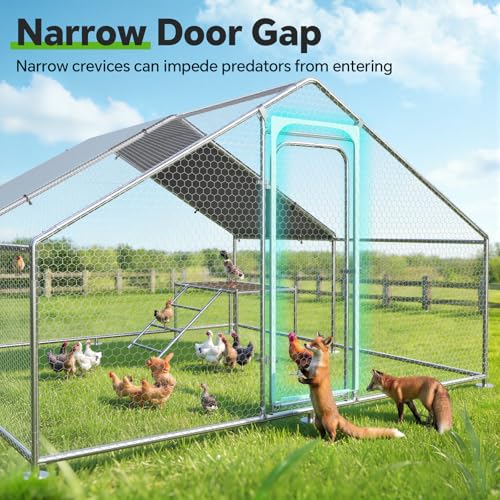 Image of 13.2x9.9 FT Large Metal Chicken Coop, Walk-in Poultry Run Enclosure