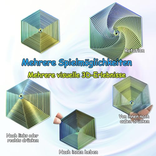 Echehi Gradient Fractal Fidget Hexagons für Kinder und Erwachsene, 3D Spiral Design zur Linderung von Angstzuständen, Antistress Spielzeug. Farbverlauf Grün