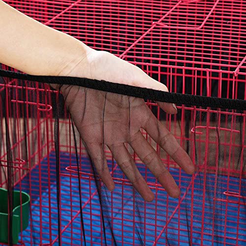 Image of Bird Cage Seed Catcher, Airy Gauze Seeds Bird Cage Cover Guard Dust-Proof Universal Birdcage Accessories Parrot Bird Nylon Mesh Net Cover Stretchy Shell Skirt Traps Cage Basket (L, Black)