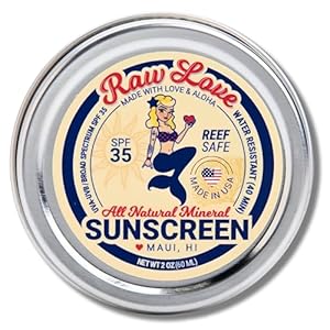 Raw Love Reef Safe Sunscreen SPF 35 | Mexico & Hawaii Approved Biodegradable Sunscreen | Travel Size, Water Resistant, Natural, Organic Ingredients | Broad Spectrum Zinc Oxide Mineral Sunscreen | 2 Oz