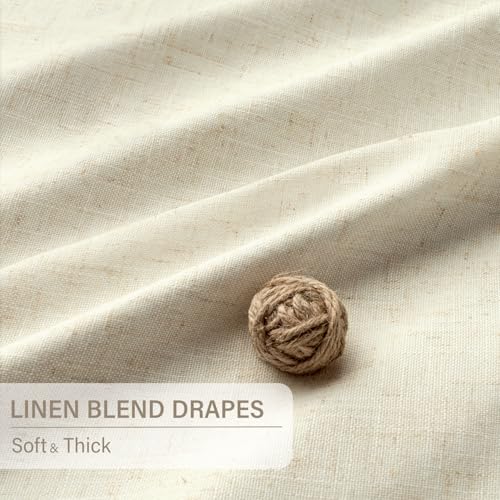 Pinch Pleated Blackout Curtains 86 Inch Long, Linen Blend, 100% Blackout Drapes with 20 Hooks, Ideal for Bedroom and Living Room, 40" W x 86" L (Pack of 2), Sand Beige