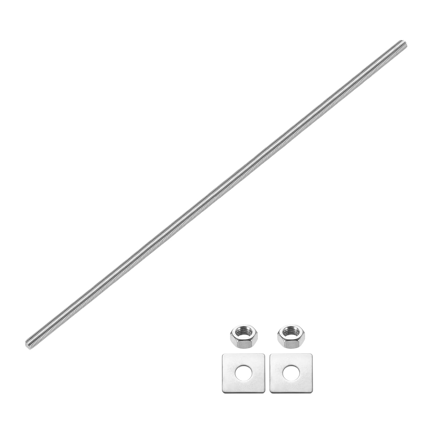 uxcell Fully Threaded Rod, M14 x 500mm 304 Stainless Steel Fully Threaded Studs with Nuts and Washers for Clamps, Hangers and U-Bolts, Silver