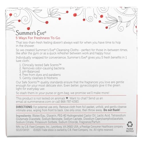 Image of Summer's Eve Golden Glamour Daily Refreshing Feminine Wipes, Removes Odor, pH balanced, 16 Count