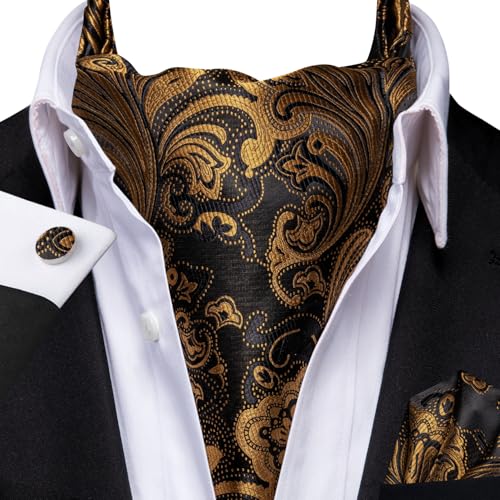 Image of Dubulle Paisley Floral Ascot for Men Self Tie Mens Cravat and Pocket Square Cufflinks Wedding