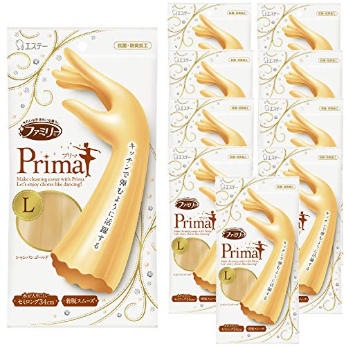 【まとめ買い】ファミリー プリマ ビニール 手袋 Lサイズ シャンパンゴールド×10個 キッチン 掃除 食器洗い用のサムネイル