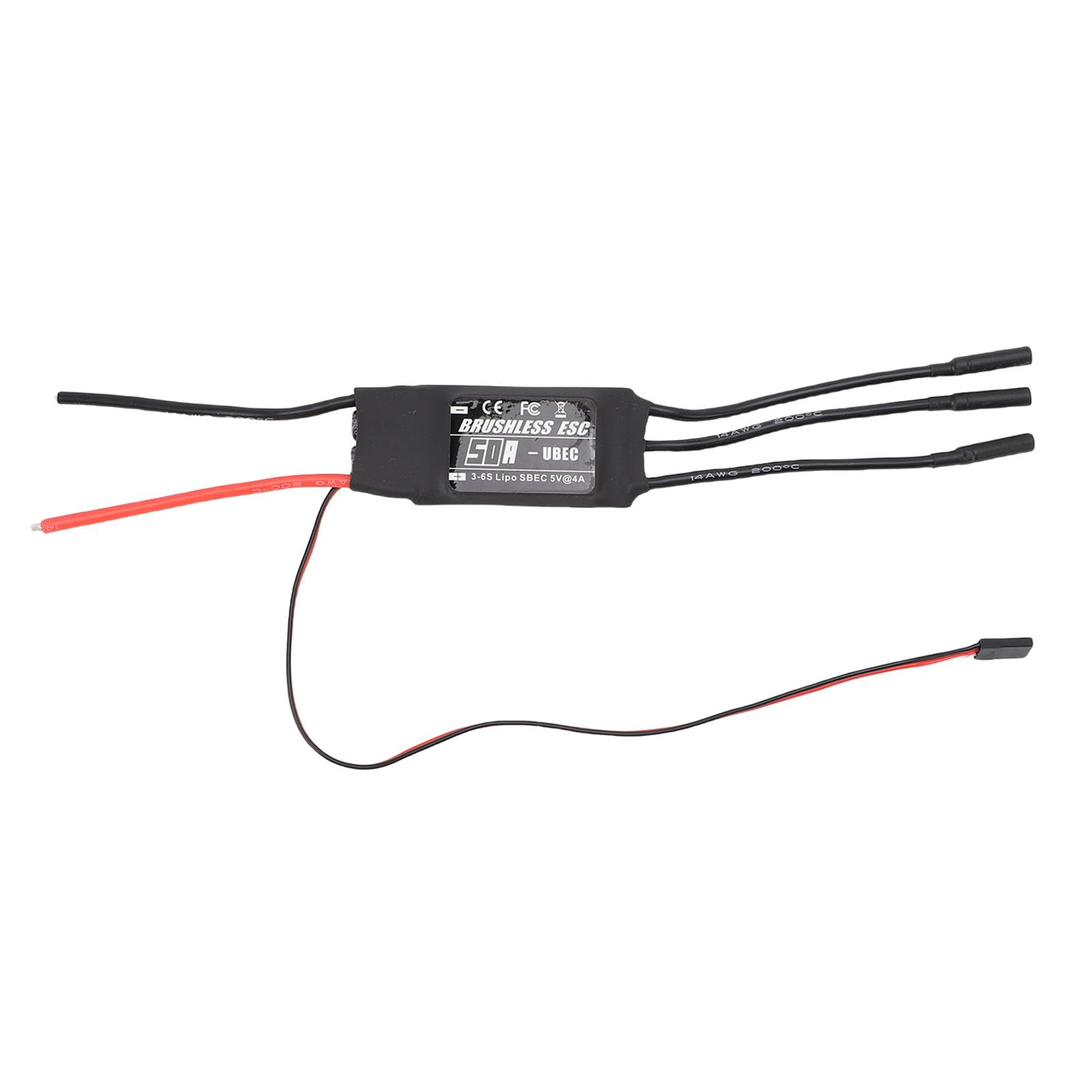 Dioche ESC 3-6S LiPo 50A RC Brushless ESC Electric Speed Controller 4.0mm Banana Female Plug Compatible with 3-6S LiPo for RC Airplanes and Helicopters