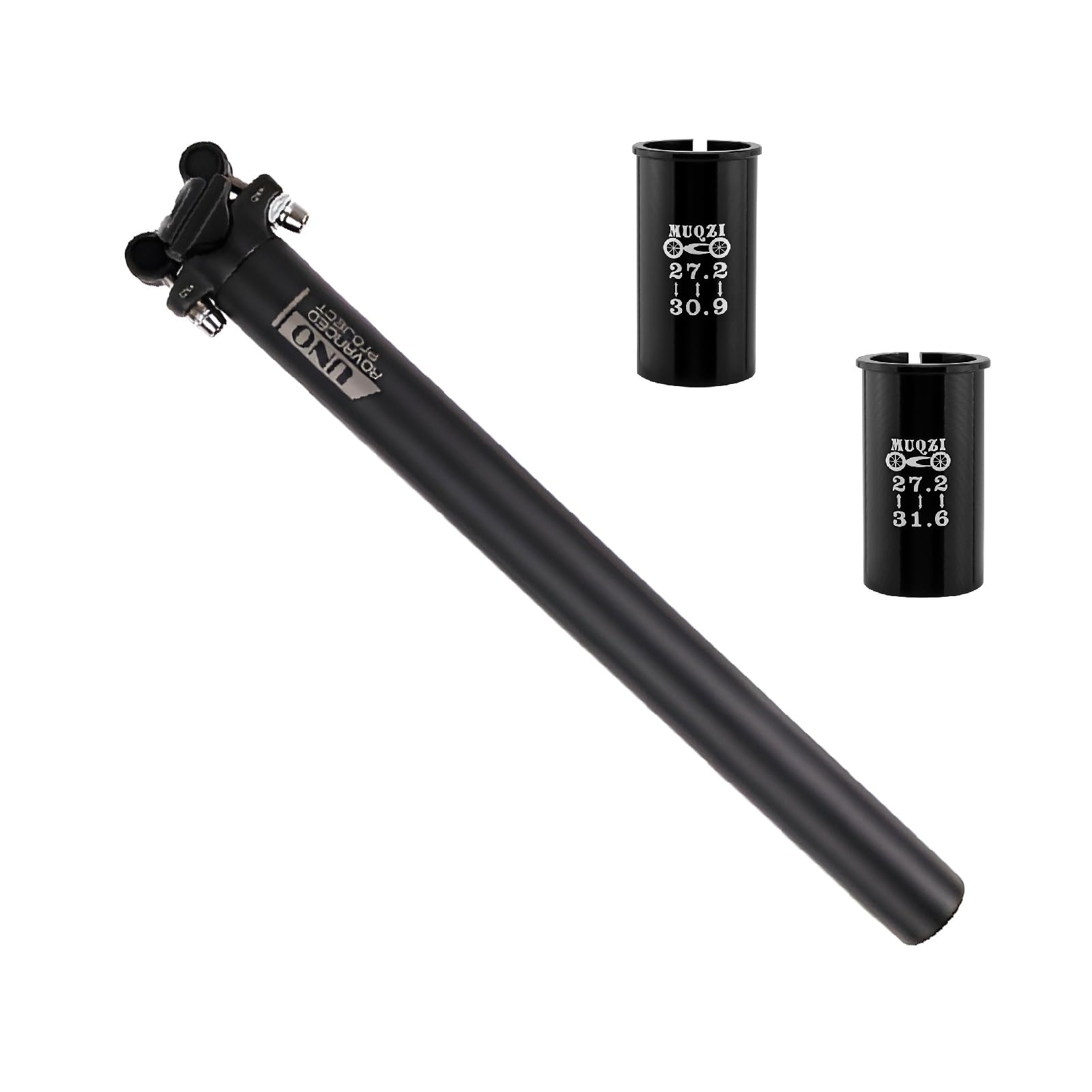 BESNIN Tija de Sillín de Bicicleta 27,2 mm con 2 Reductores (30,9 y 31,6 mm), Tubo de Sillín de Aleación de Aluminio 350 mm/400 mm para Bicicletas de Carretera, MTB, BMX, E-Bike
