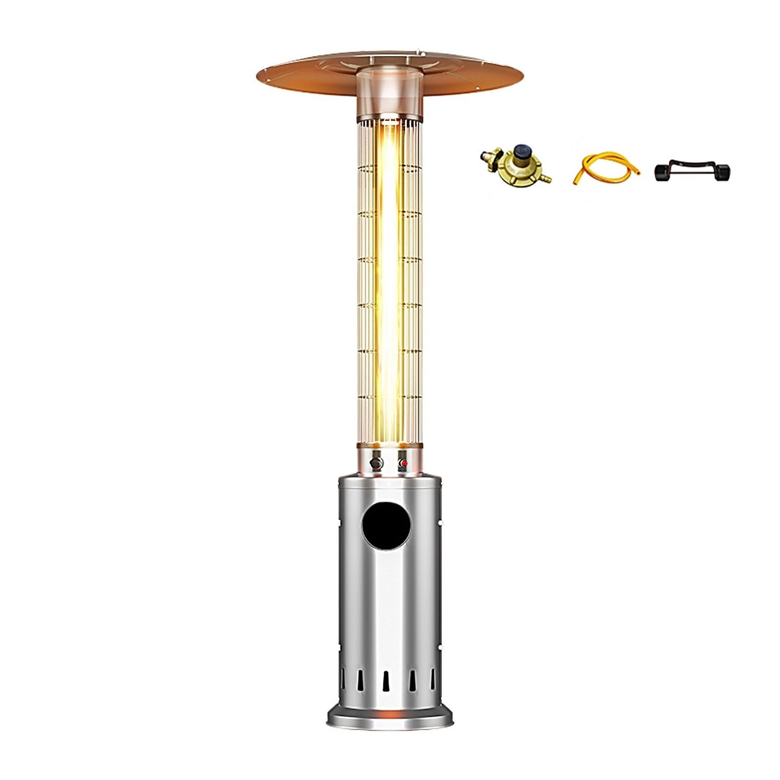 Fungo Riscaldante per Esterno, Riscaldatore da Esterno con Ruote, Riscaldatore a Gas con Dispositivo di Tripla Protezione per Uso Interno ed Esterno 2 Colori(Gray)