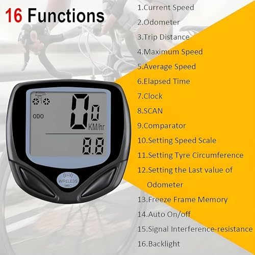 Oblivion Cycle Speedometer 1 Pc – Digital LCD Waterproof Bicycle Odometer with Trip Distance, Current/Max/Average Speed, Timer, Clock, Maintenance Alert, Auto Sleep Mode – Easy Install for All Bikes 1