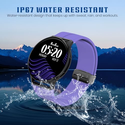 Image of PunnkFunnk Active 5 Smart Watch with 1.3 inch AMOLED HD Display | Bluetooth Calling, AI Voice Assistant, 100+ Sports Modes, Heart Rate & SPO₂ Tracking, IP68 Waterproof for Men & Women- (Purple)