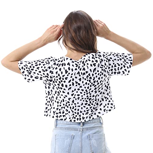 Womens Summer Crop Top T Shirts,Trendy Short Sleeve Graphic Leopard Print Cropped Crop Tops for Womens3