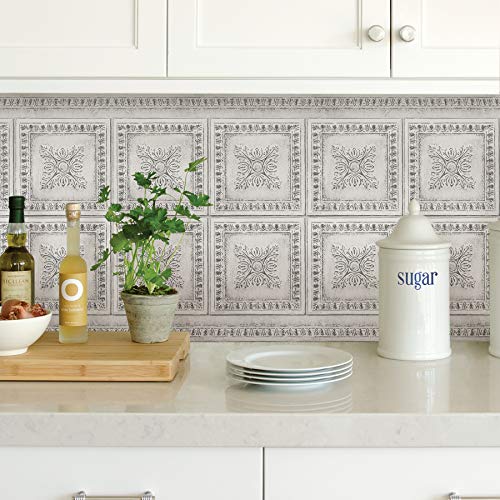 Brewster Bhf2769 Cream Vintage Tin Peel & Stick Backsplash, Metallic #TOP1