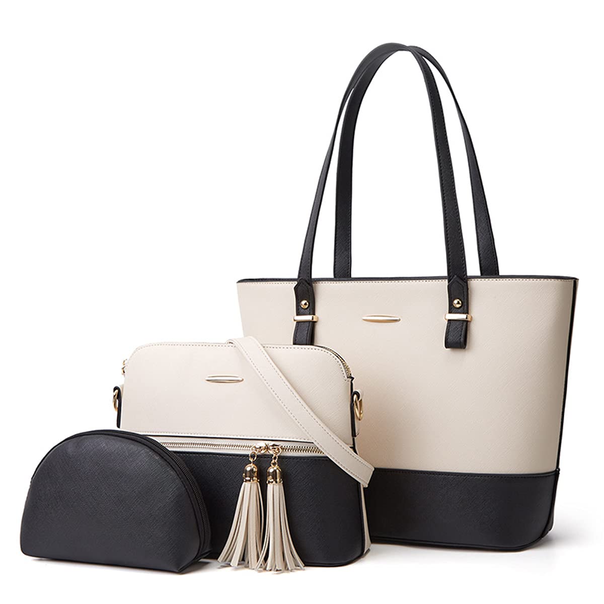 AioTio Bolsos de Mujer Grande Bolso de Hombro Bolso Bandolera Tote Bolso de Mano Cuero PU Conjunto de Bolsa Mujer Tarjetero Billetera 4pcs Set