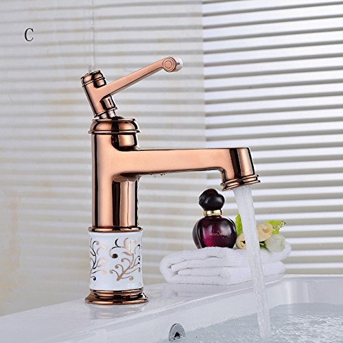 Robinet d'eau en bronze pur au design antique continental pour lavabo élégant