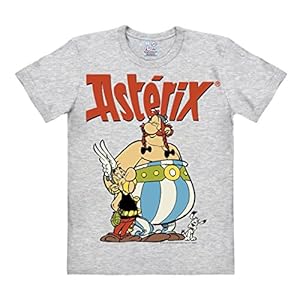Logoshirt® Asterix der Gallier I Asterix, Obelix & Idefix I T-Shirt Print I Damen & Herren I kurzärmlig I grau-meliert I Lizenziertes Originaldesign I Größe XXL