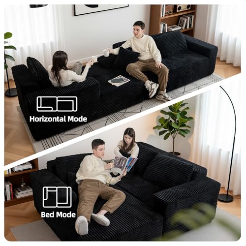 image for Claiks Boneless Couch, Cloud Couch Sectional, L-Shape Corduroy Modular