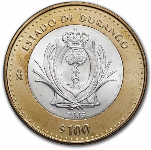2005 Mo 100 Pesos Silver (.6428 Troy oz.) Bimetallic Coin I Celebrating The State Of Durango I Monetized By Government Of Mexico