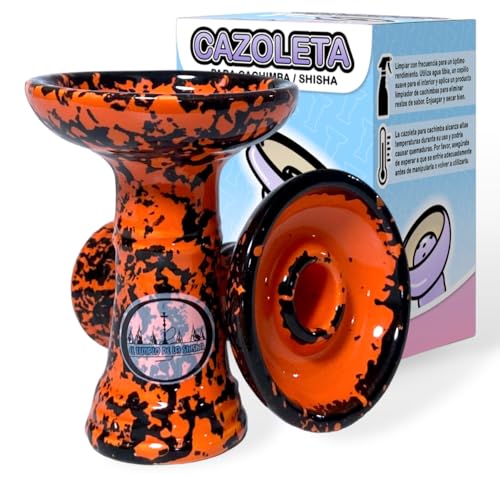 El Temple de la Shisha - Foyer à narguilé DISC BOWL type phunnel - Bol en céramique pour narguilé - Tête de narguilé en argile blanche, compatible avec tous les gestionnaires de chaleur (orange)