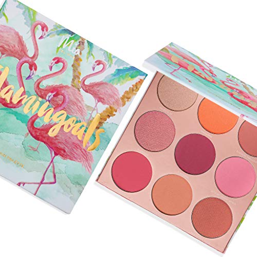 'Flamingoals' Blush Palette - 9 Shades of Reds and Pinks For All Skin Tones. Vegan And Clean Skin Care.