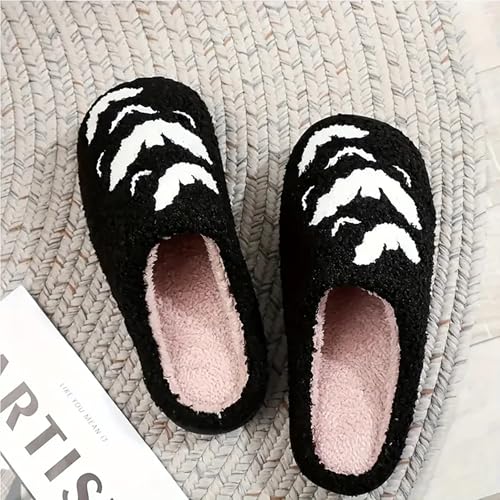 Image of Halloween Pumpkin Slippers for Womens Mens Plush Warm Spooky Lantern Pumpkin Slippers House Shoes