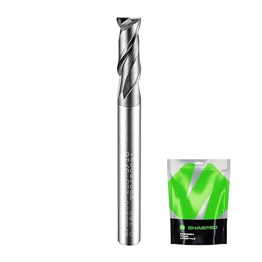 3/16 End Mills 3/16 Inch Shank, 2 Flute Carbide Square Endmill with AlCrN Coated, Upcut Spiral CNC Router Bits for Alloy Steel, Metal and Stainless Steel