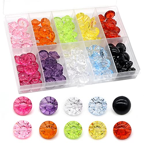 OELFFOW 100pcs Transparent Crystal Button for Children's Candy Sweater, Shirt, Baby Cardigan, Coat - DIY 12mm