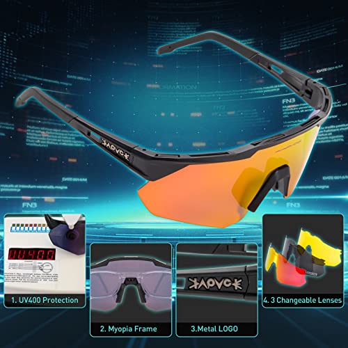 Kapvoe Cycling Glasses Mountain Bike Sunglasses Polarized Mtb Road Bike Riding Bicycle Sports For Men Women Running With 3 Lenses #TOP5