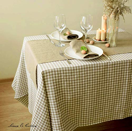 Linen & Cotton Gingham Tablecloth Estella, 100% Linen - Image 3