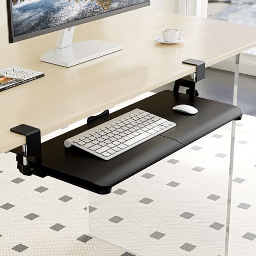 Image of ERGOMAKER Keyboard Tray Under Desk 65x30cm Slide-Out for Typing, Black