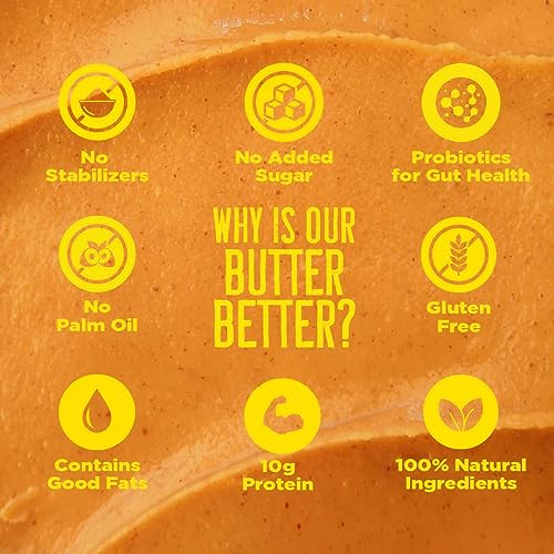 Image of Yogabar 100% Pure Peanut Butter | Creamy & Yummy Unsweetened | Slow Roasted | Non-GMO Premium Peanuts | No Added Sugar - 400gm