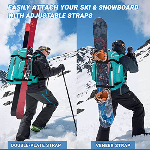 Resvin Ski Boot Bag, 60L Durable Travel Backpack, 1680D Nylon Waterproof Snowboard Boot Bag, Skiing And Snowboarding Travel Luggage For Helmet, Goggles, Gloves, Outerwear & Accessories, Green #TOP5