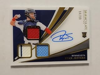 Baseball Trading Card MLB 2021 Panini Immaculate Rookie Triple Memorabilia Signatures #23 Ryan Jeffers NM Near Mint MEM Au...