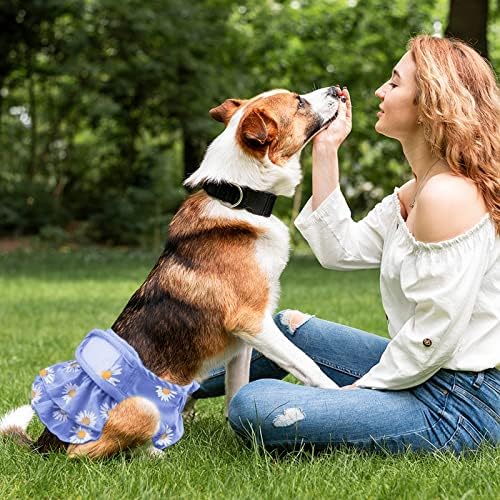 TIANHAO Washable Dog Nappies, 3 Pack Super Absorbent Dog Period Pants Dog Diapers Female, Adjustable Pet Sanitary Panties Dog Heat Pants in Season for Small Medium Large Dogs (XS), purple