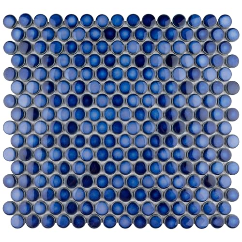 Merola Tile Hudson Penny Round Sapphire 11-7/8" x 12-5/8" Porcelain