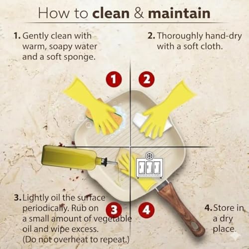 Image of Nonstick Grill Frying Pan with Cool Touch Handle,Stove Top Square Grill Pan for Big Cooking Surface, Durable Grill Skillet,Scratch Resistant, PFOA Free Low Oil use,(White, 24 cm)