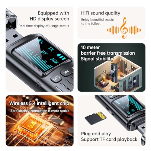 Transmisor Receptor Bluetooth Adaptador Audio Inalámbrico miniatura 7