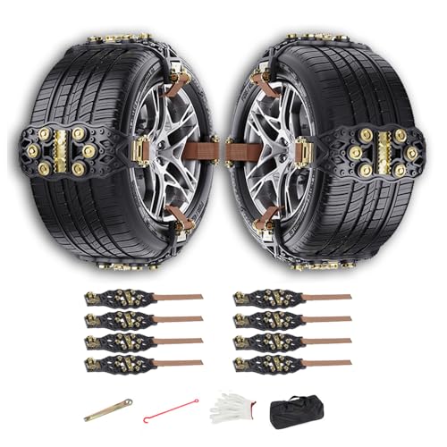 Cadenas De Nieve para Hyundai Santa Fe, Cadenas Para Nieve Antideslizantes, Con Correas Ajustables Y Clavos Reforzados TraccióN Segura En Nieve Y Arena Durabilidad,A-Black-8pcs