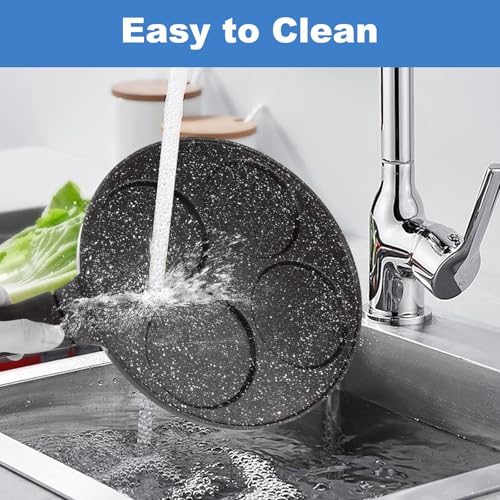 ZOFUN Pancake Pan, 26 cm Egg Frying Pan with 4 Eggs Holes 12cm, Non Stick Frying Pan with Handle, Black Induction Poached Egg Pan for Individual Pancakes, Frying, Uthappam, Induction - Image 6