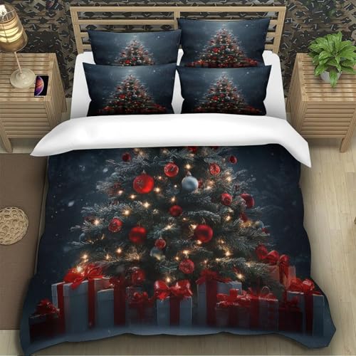 Housse de couette Village de Noël 220x240 parure lit King microfibre 3D - 5